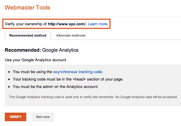 تایید مالکیت دامنه بوسیله گوگل آنالیتیکز