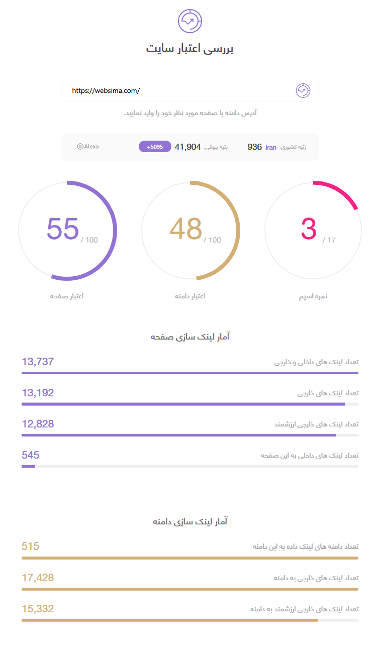 ابزار رایگان بررسی اعتبار سایت